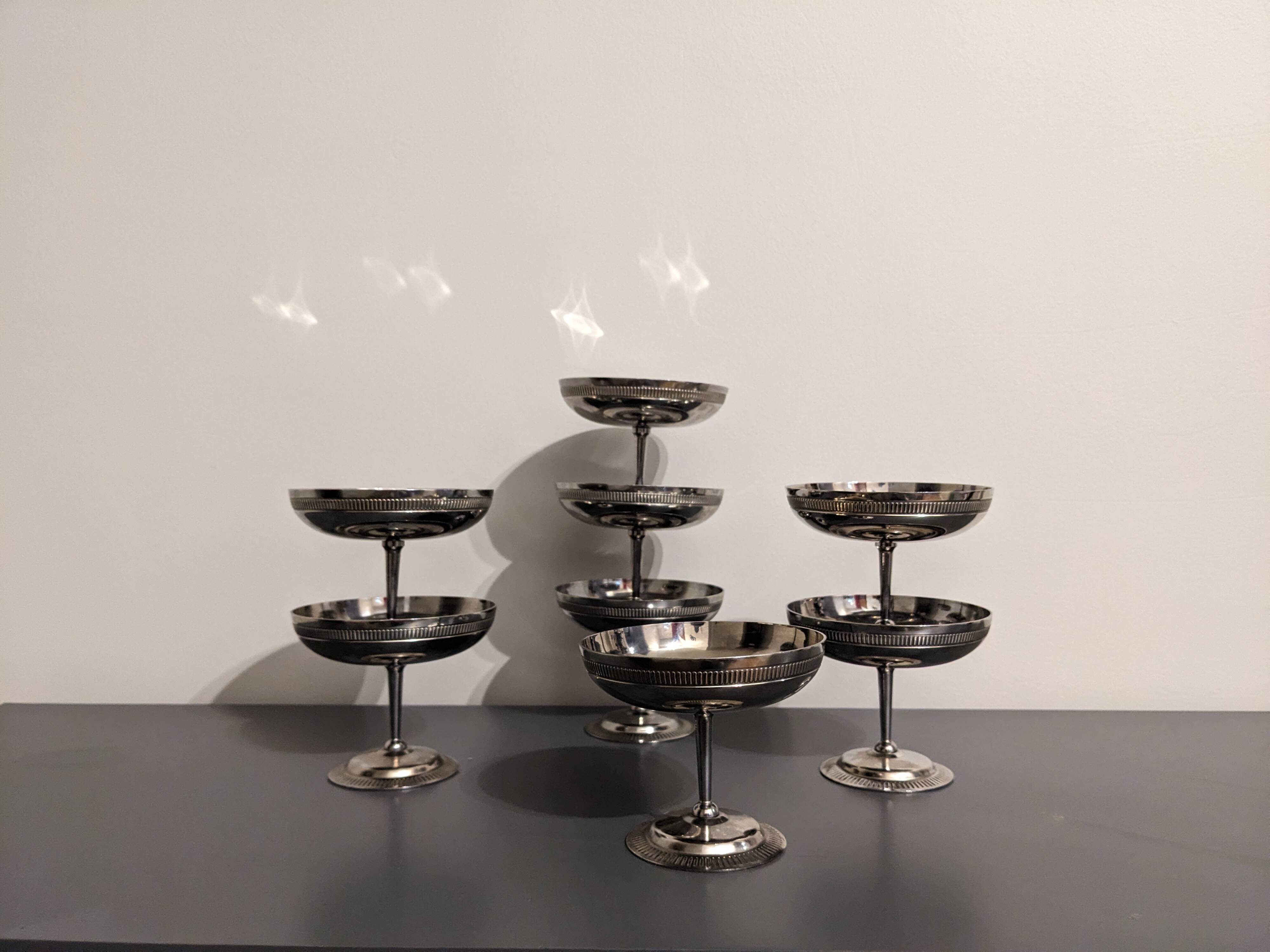 Set of 8 silver metal cups