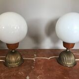 Paire de lampe Art Déco en opaline