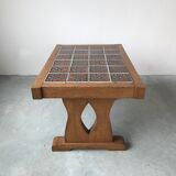 Ceramic and oak coffee table, Guillerme and Chambron, circa 1950