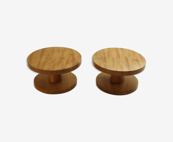 Paire de tables d’appoint vintage en orme années 1970