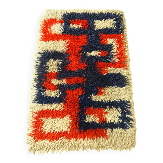 Superbe tapis de laine vintage abstrait fait à la main au milieu du siècle
