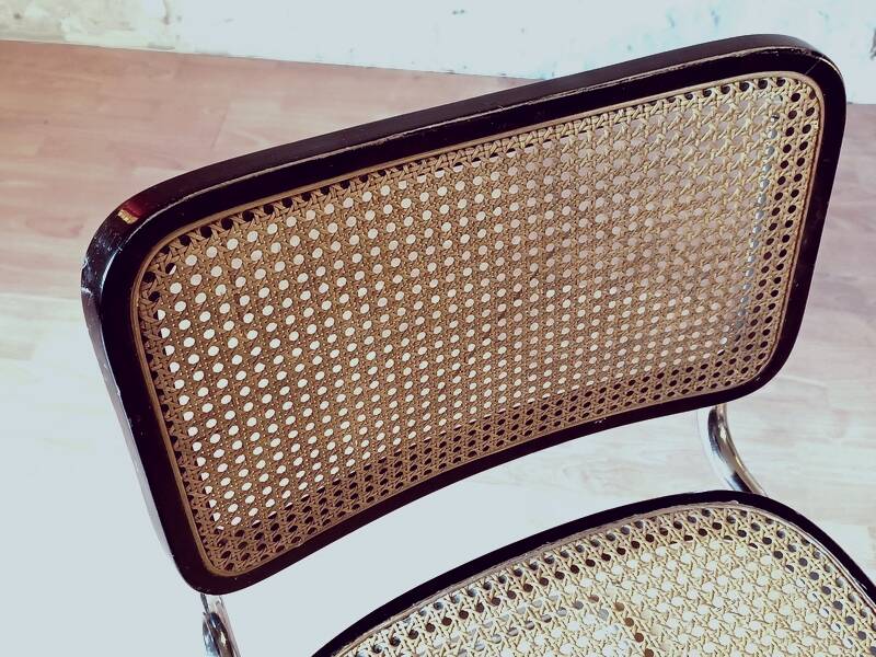 Set of 5 B32 Cesca chairs black lacquer by Marcel Breuer 80s Made in Italy