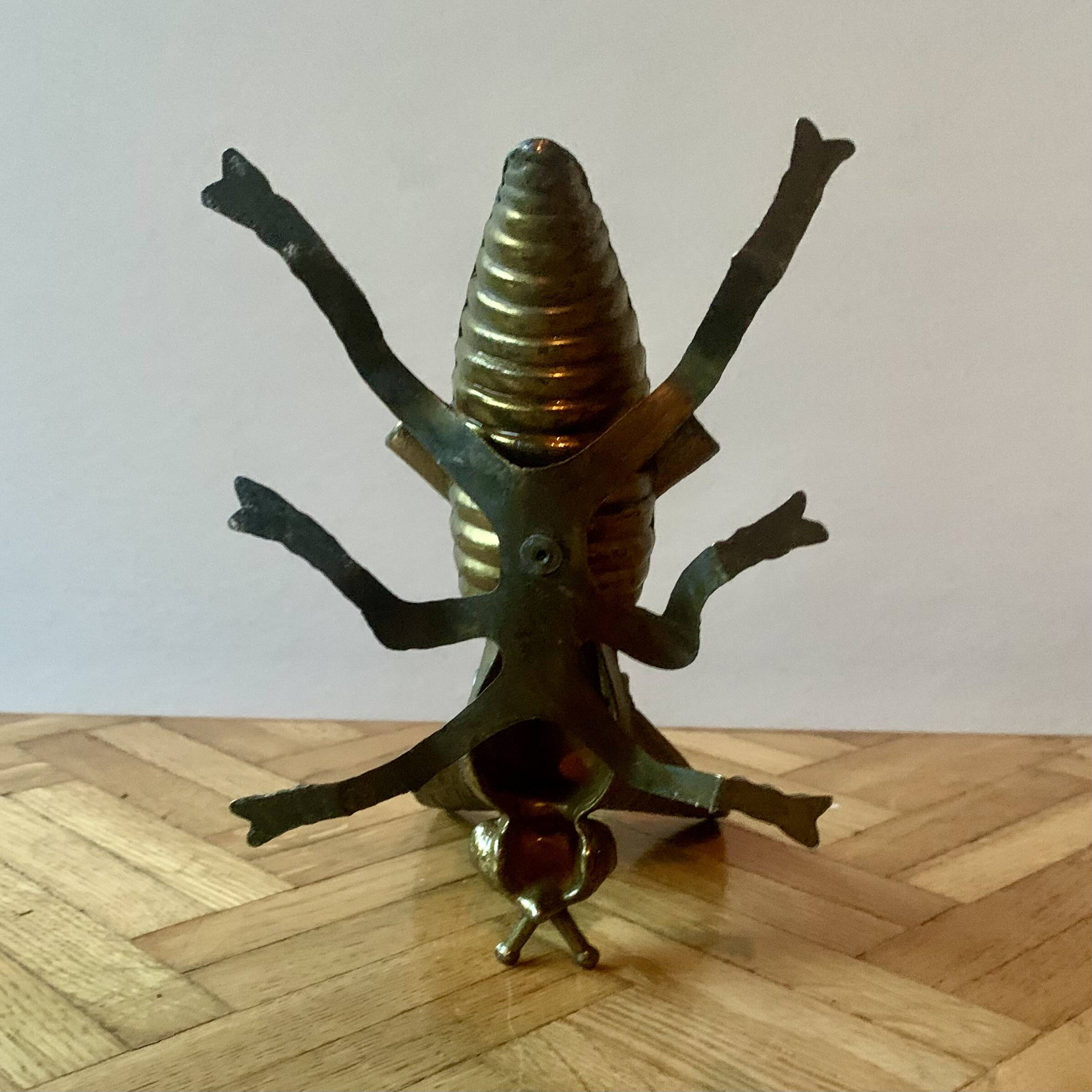 Vintage brass ashtray in the shape of a fly