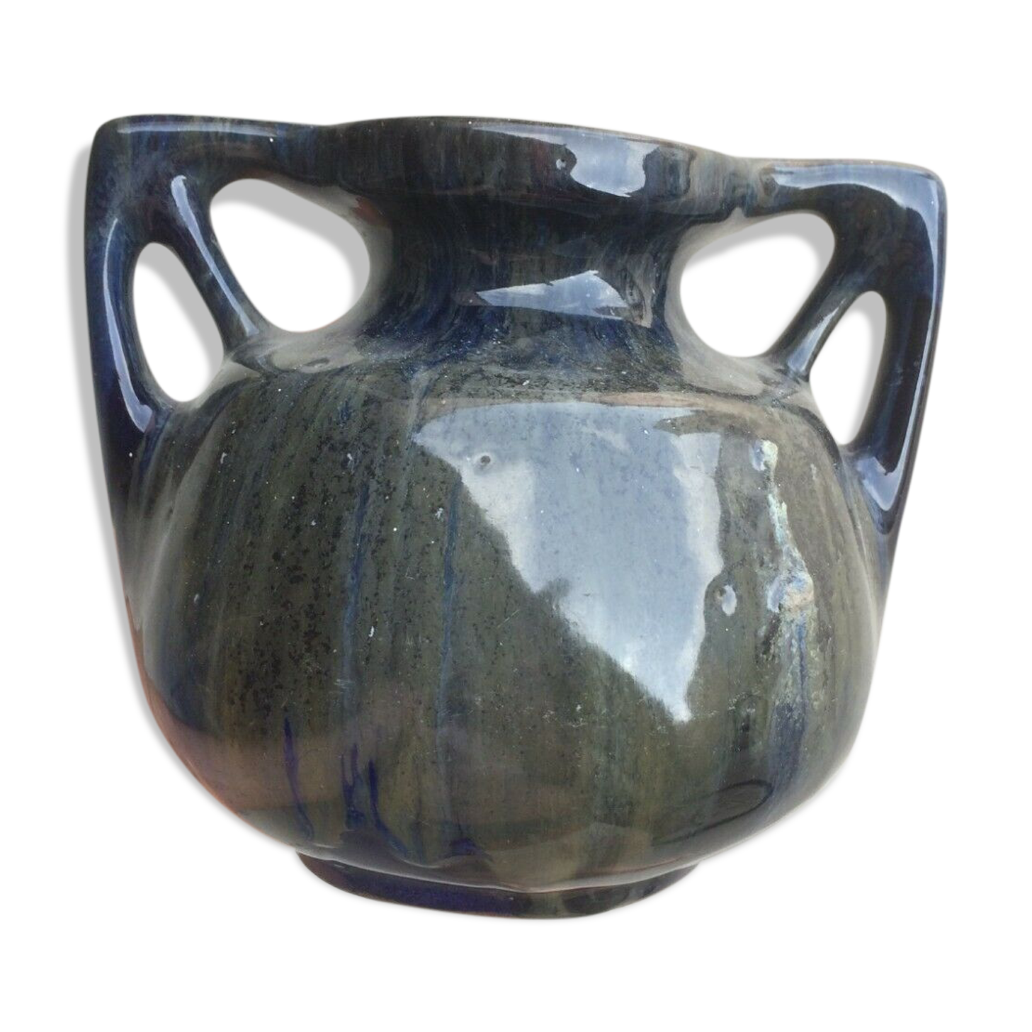 Sandstone vase enamelled art studio Jack Labrec