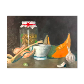 Tableau huile sur toile nature morte ancienne