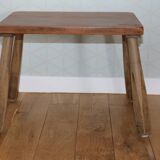 2 brutalist wooden nesting tables