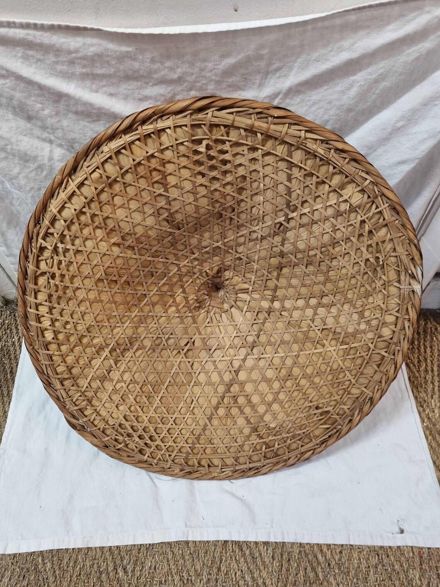 Braided Asian rattan hat from 1970