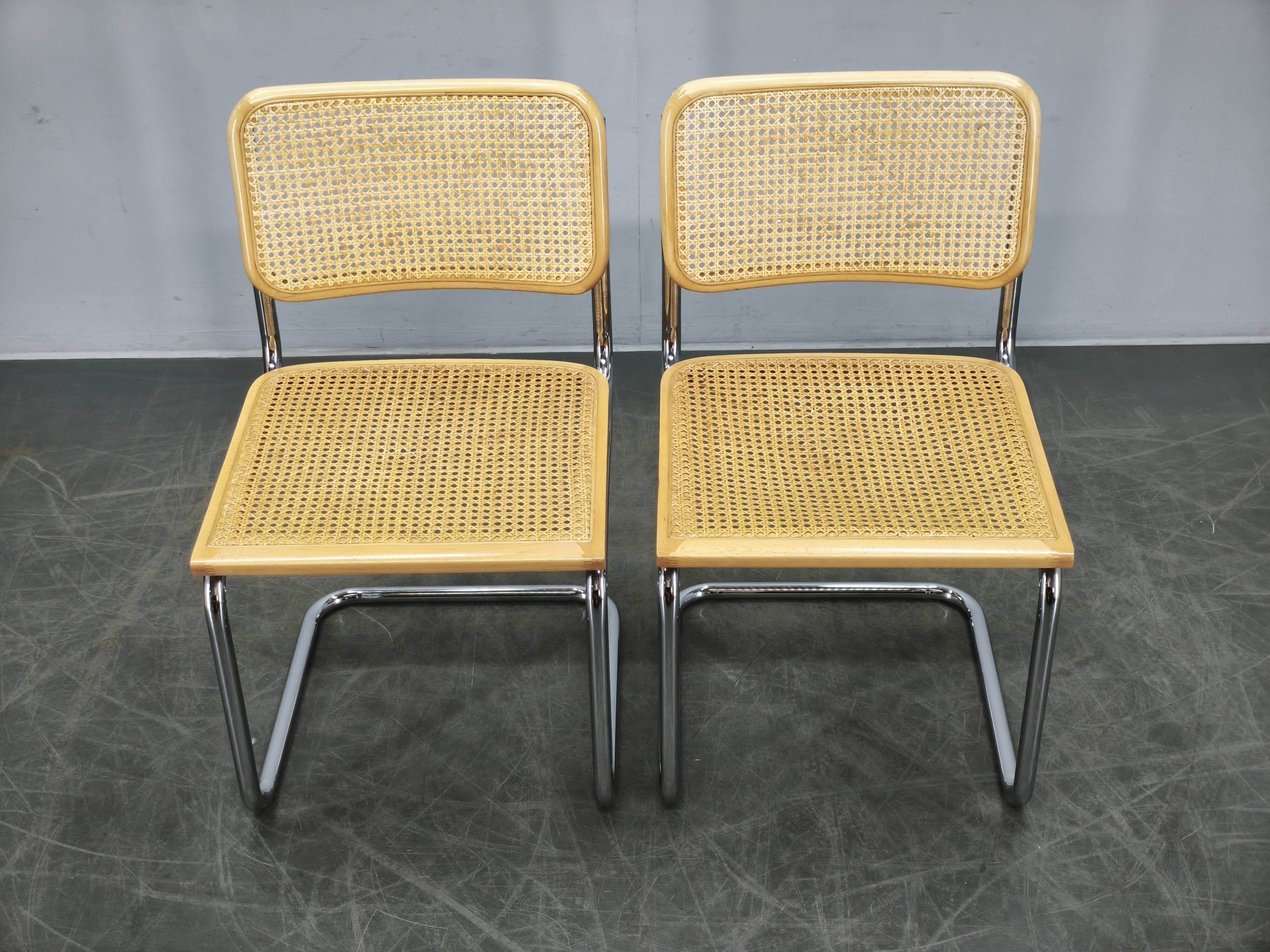Pair of Italian Cesca Cantilever Chairs after Marcel Breuer, 1970s