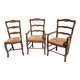 2 armchairs and 1 chair in natural wood with straw seats