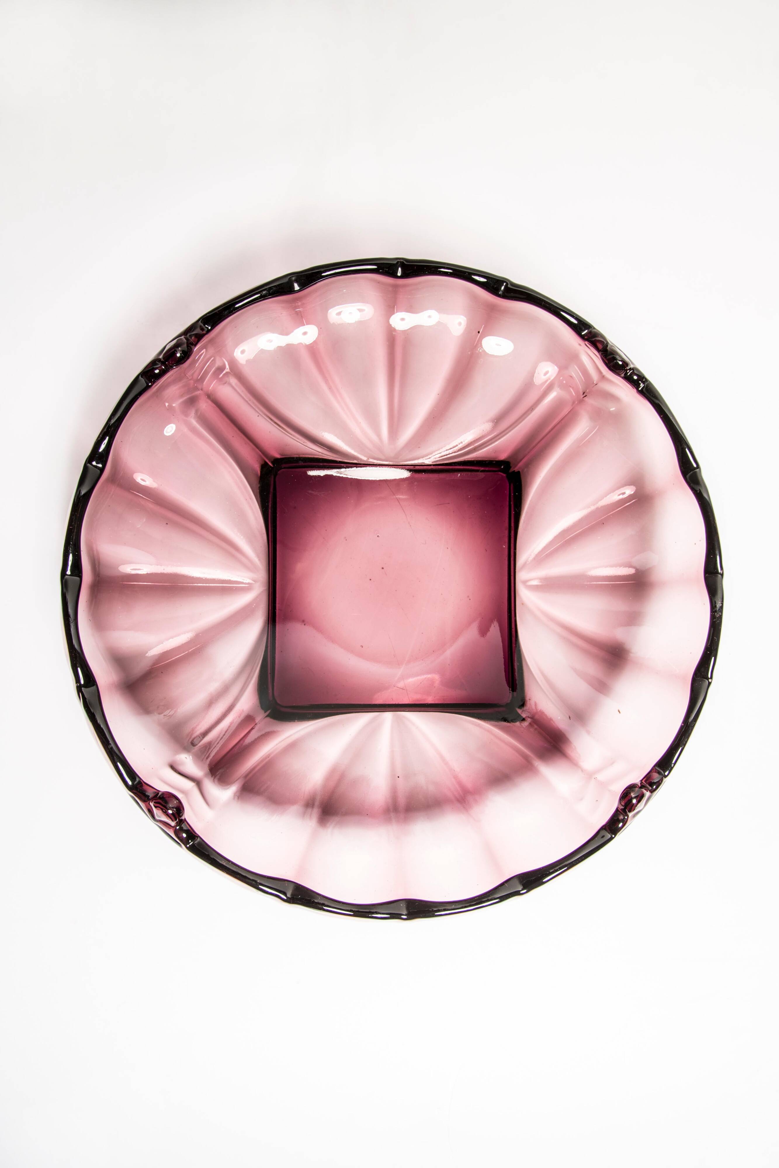 Vintage light purple glass decorative plate, Italy, 1960s.