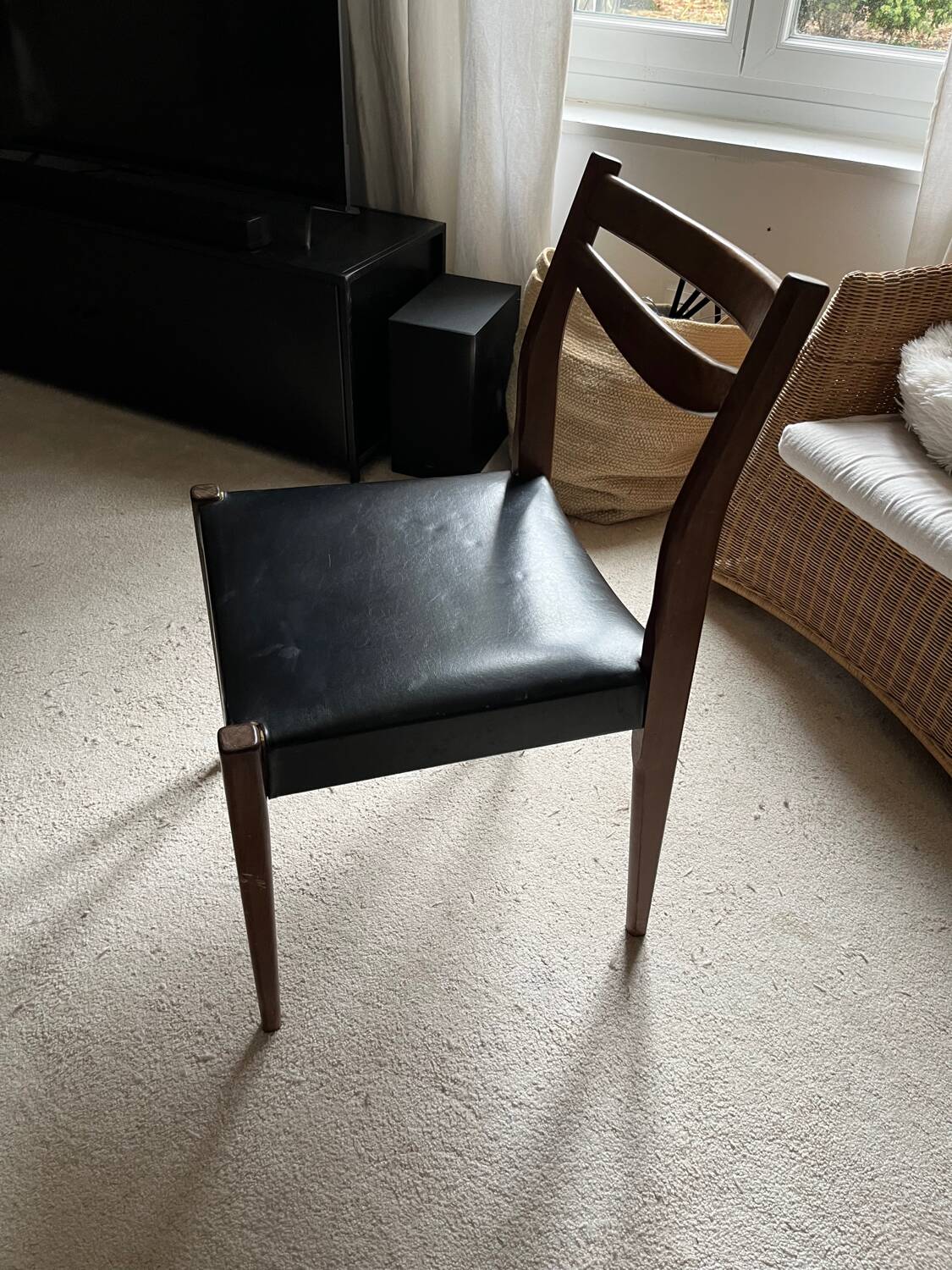 Scandinavian teak and leatherette chair