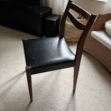 Scandinavian teak and leatherette chair