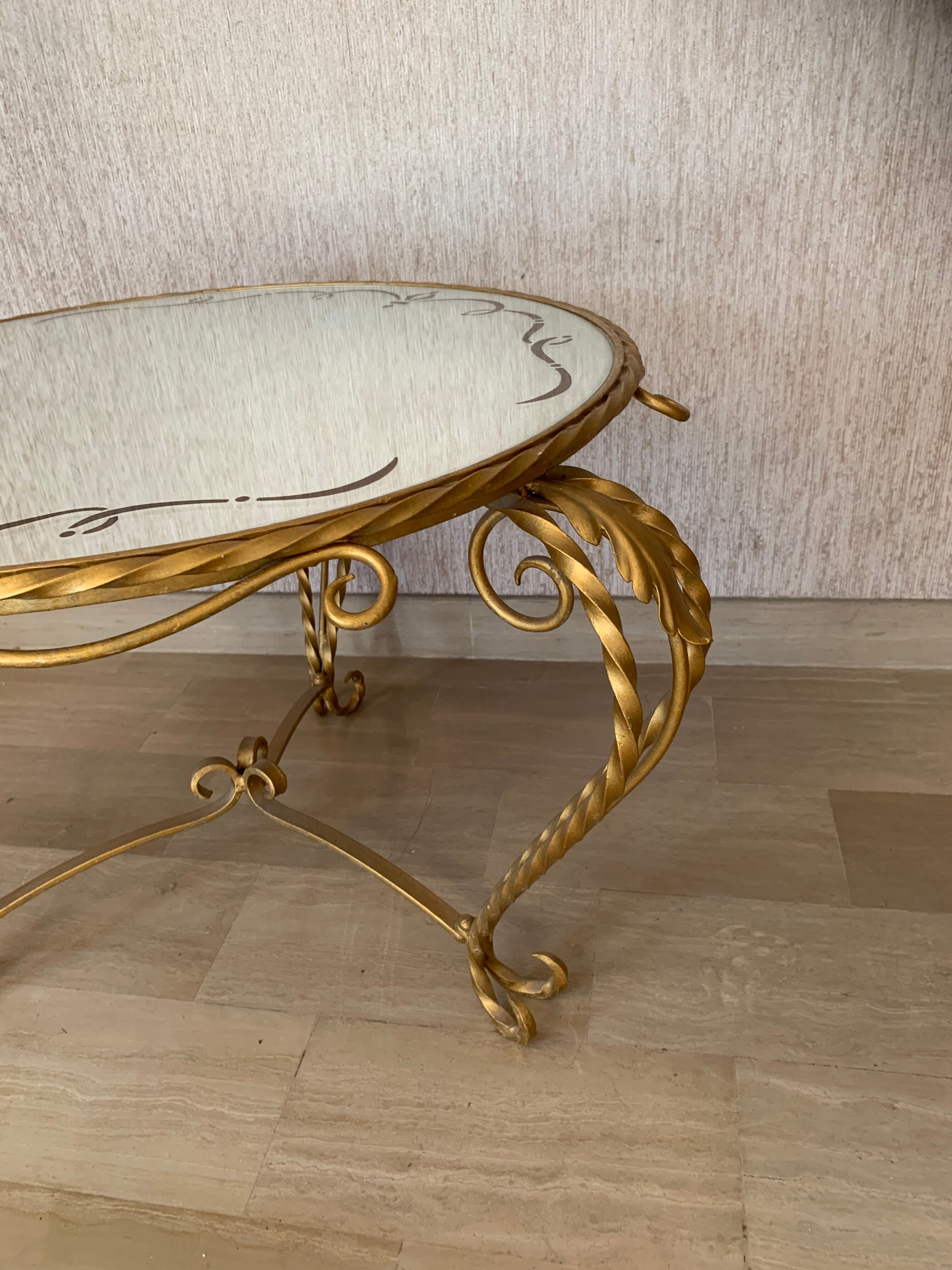 Golden coffee table and mirror 1960