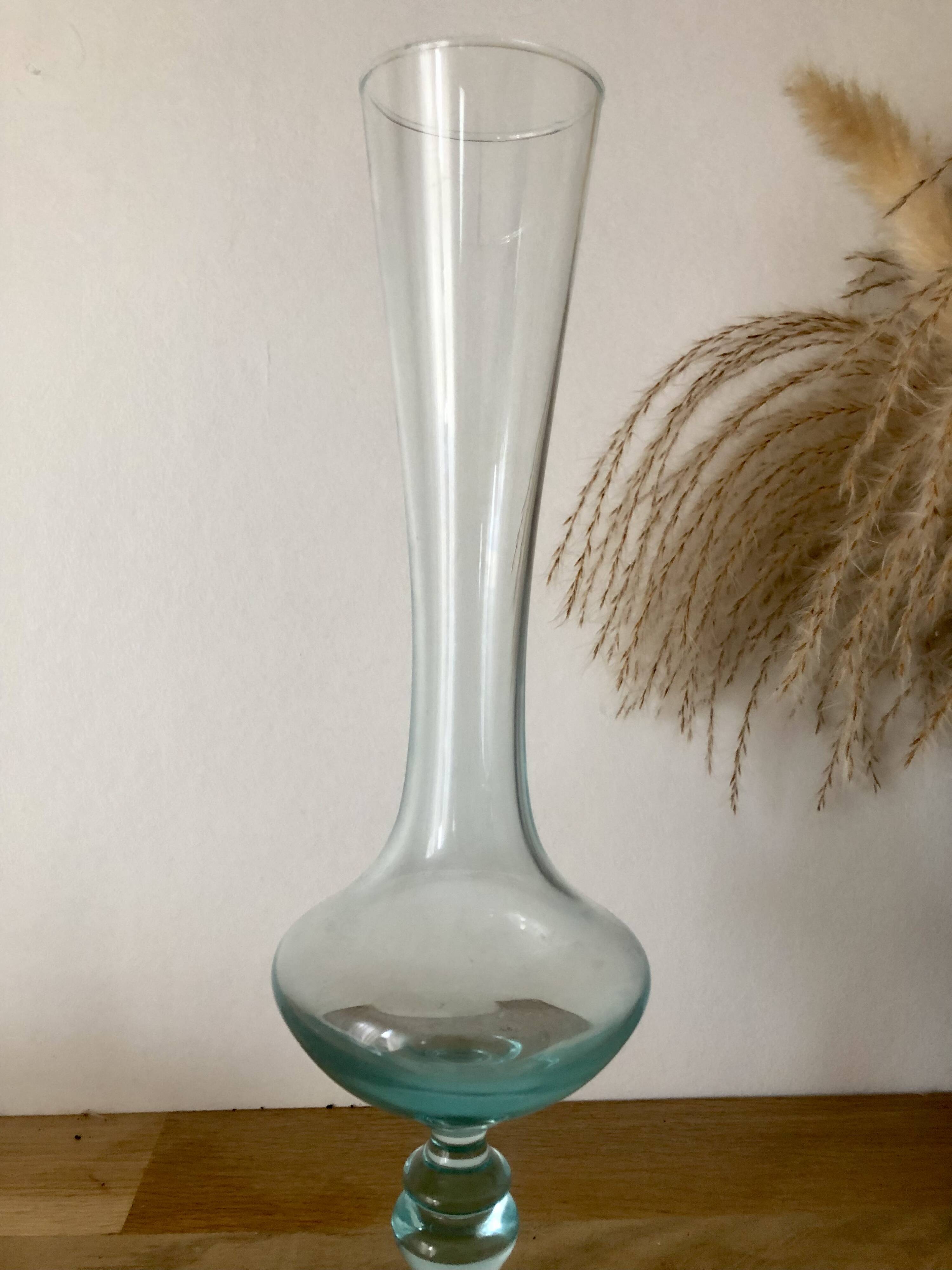 Vintage glass vase in blue tones