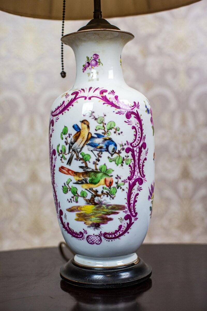 Vintage Electric Table Lamp with Decorative Ceramic Base, 1940s