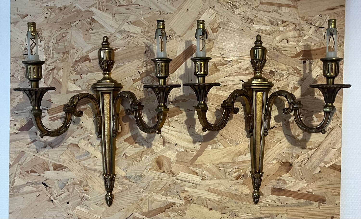 Pair of Empire style bronze wall lights