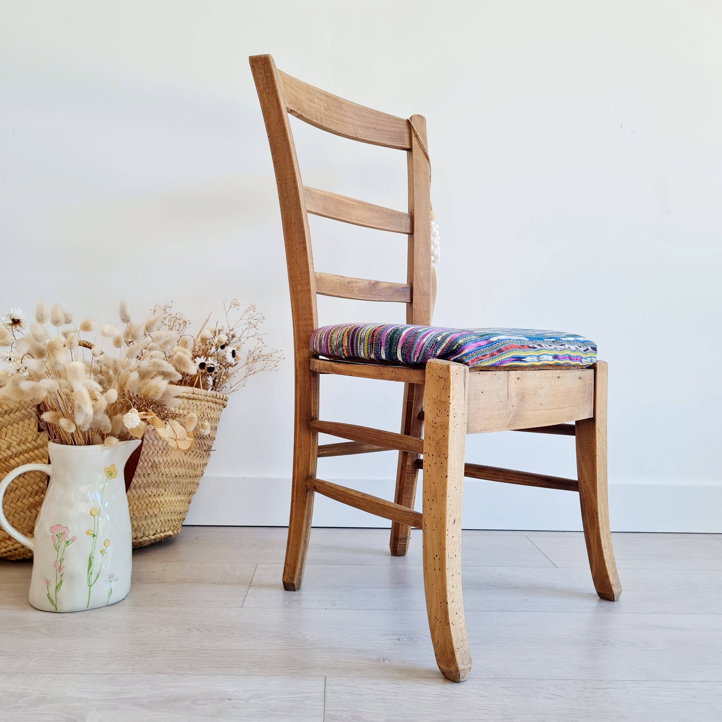 Antique upholstered wooden chair