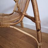 Pair of bamboo and rattan armchairs