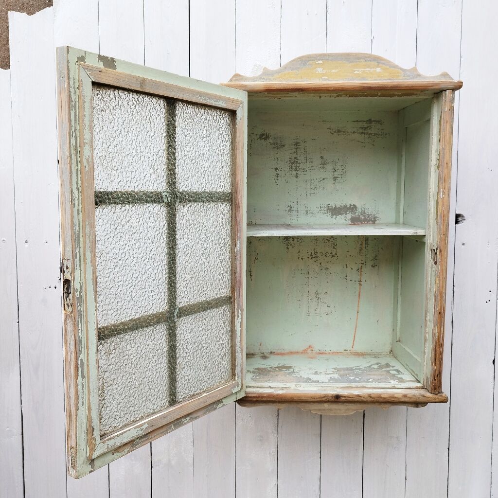Meuble mural  armoire vitré en bois  50’s