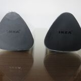 Pair of large modernist candle holders Ikea in aluminum 1970