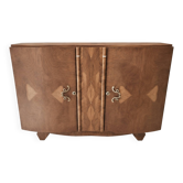 Art Deco curved walnut buffet with marquetry, 1930s