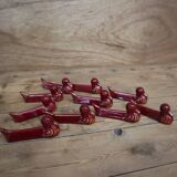 10 ceramic knife holders in burgundy duck with gold edging