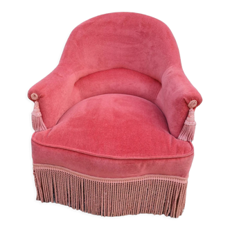 Fauteuil crapaud en velours rose
