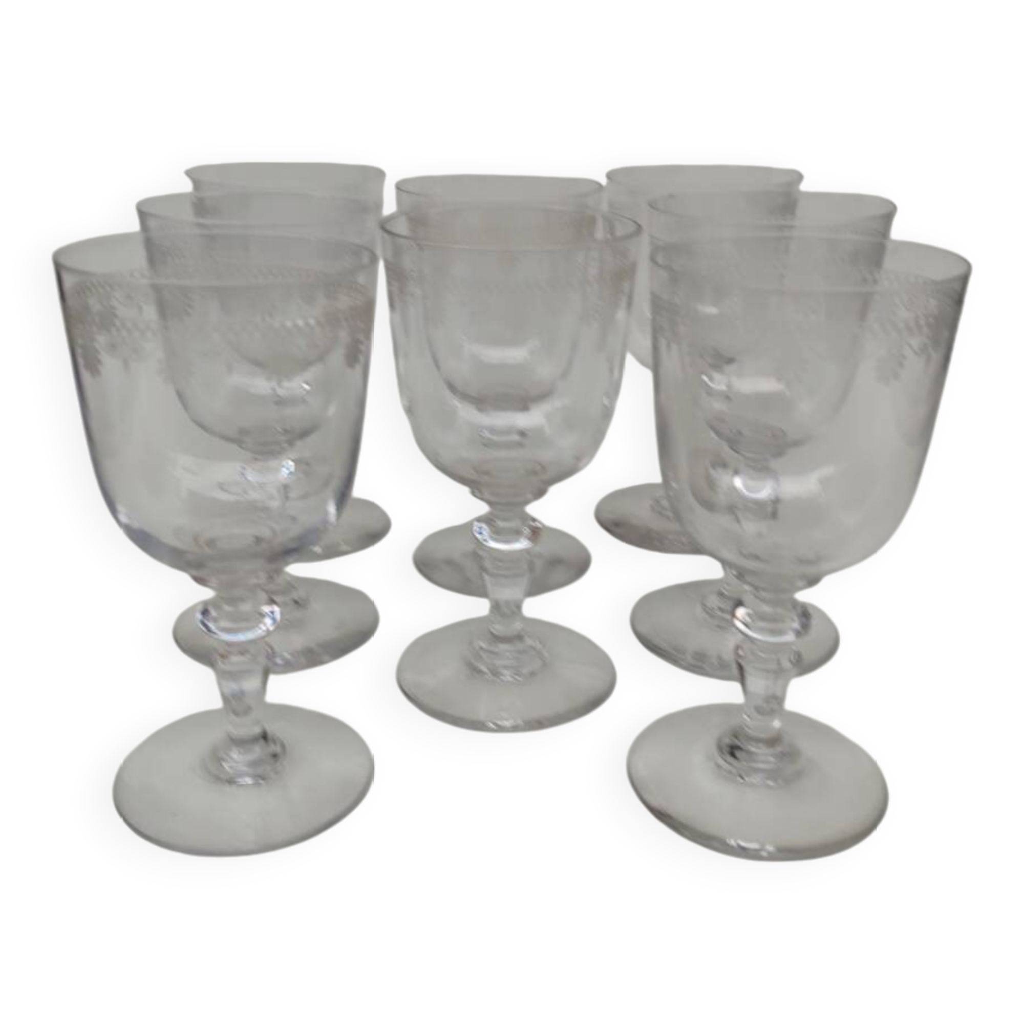 8 large Baccarat crystal glasses, early 20th century.