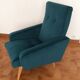 Armchair  50/60 years, duck blue velvet restored