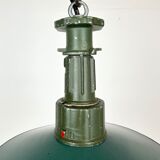 Industrial Green Enamel Pendant Lamp with Cast Aluminium Top, 1960