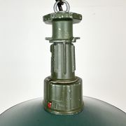 Industrial Green Enamel Pendant Lamp with Cast Aluminium Top, 1960