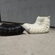 100% authentic Ligne Roset Togo 1-seater + pouf original leather Black & White