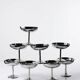 8 vintage dessert bowls on a pedestal in stainless steel in the style of Guy Degrenne.
