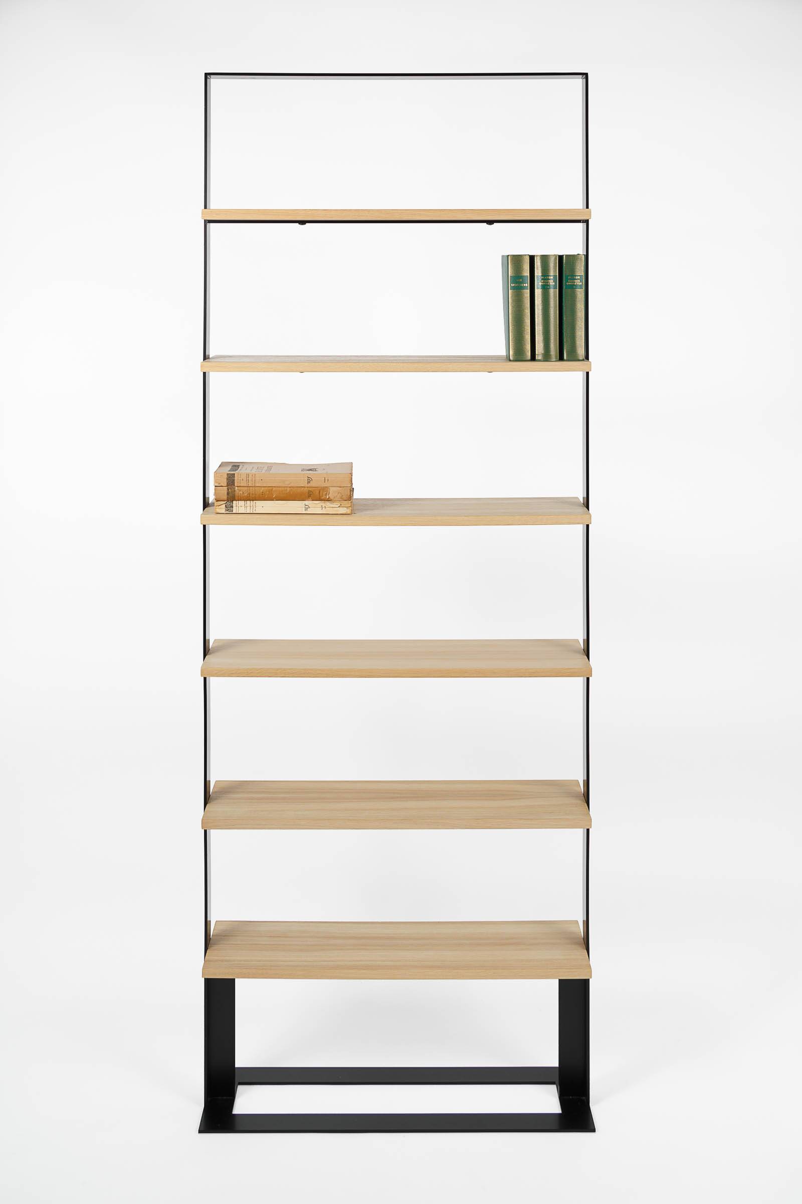 Severin shelf 2 oak and matte black steel