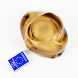 1960s organic modern form glass ashtray designed by M. Klinger, Železny Brod Sklo, Czechoslovakia