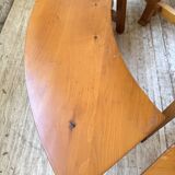 Set of round table and 4 rounded benches, 1950