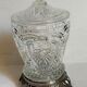 Antique glass compotier on metal stand