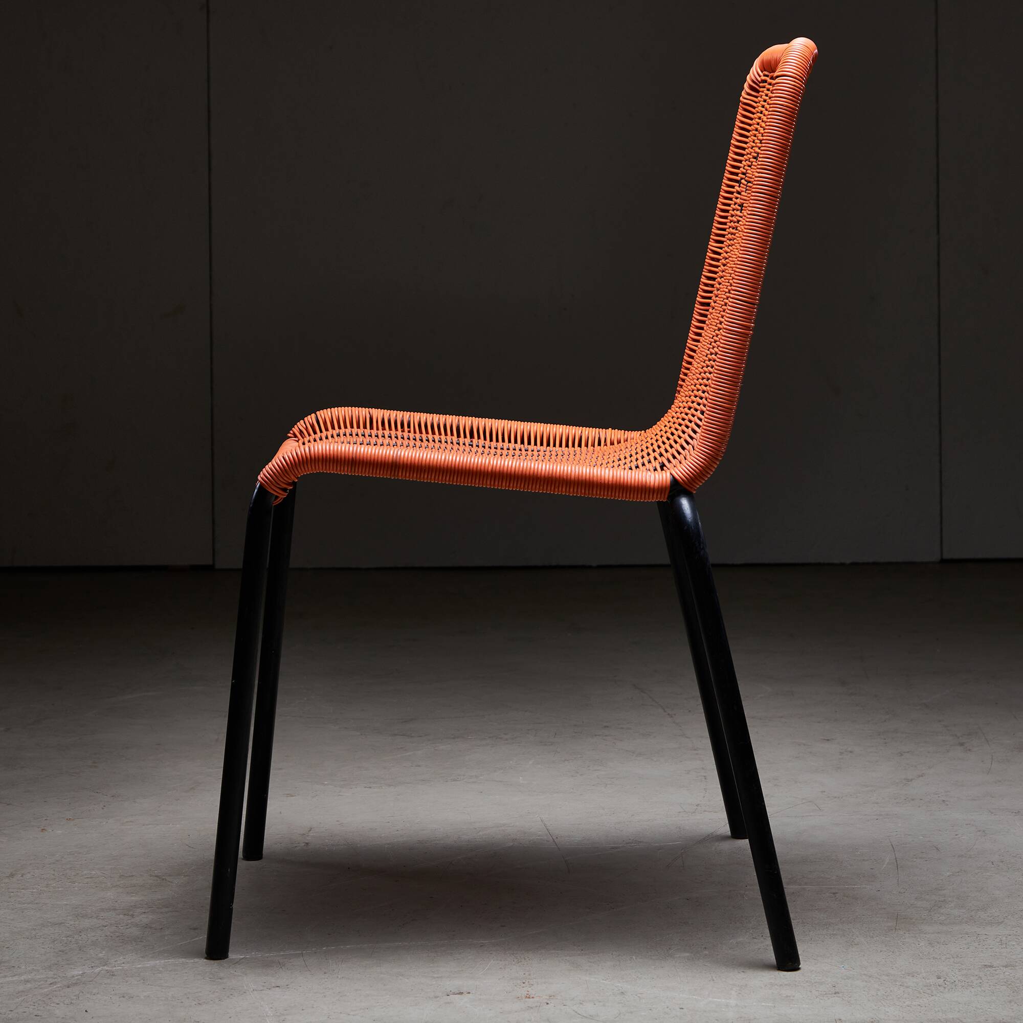 Chaises de jardin en câble plastique tressé orange