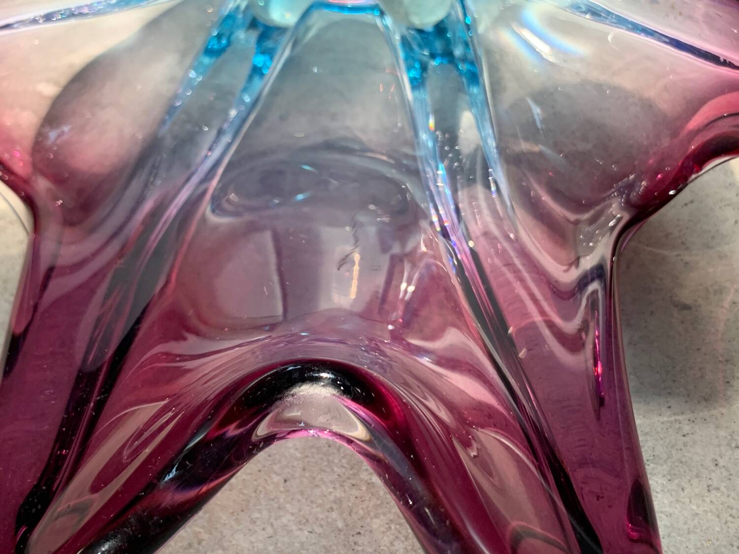 Murano pink and blue splash bowl