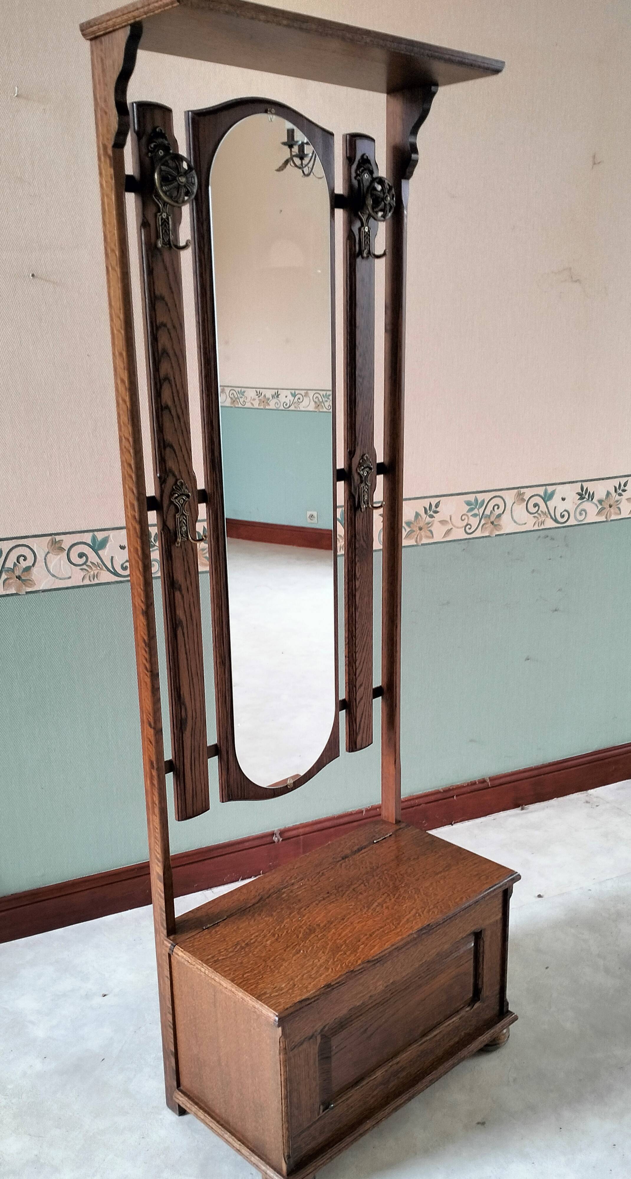 Old coat rack mirror cloakroom circa 1950