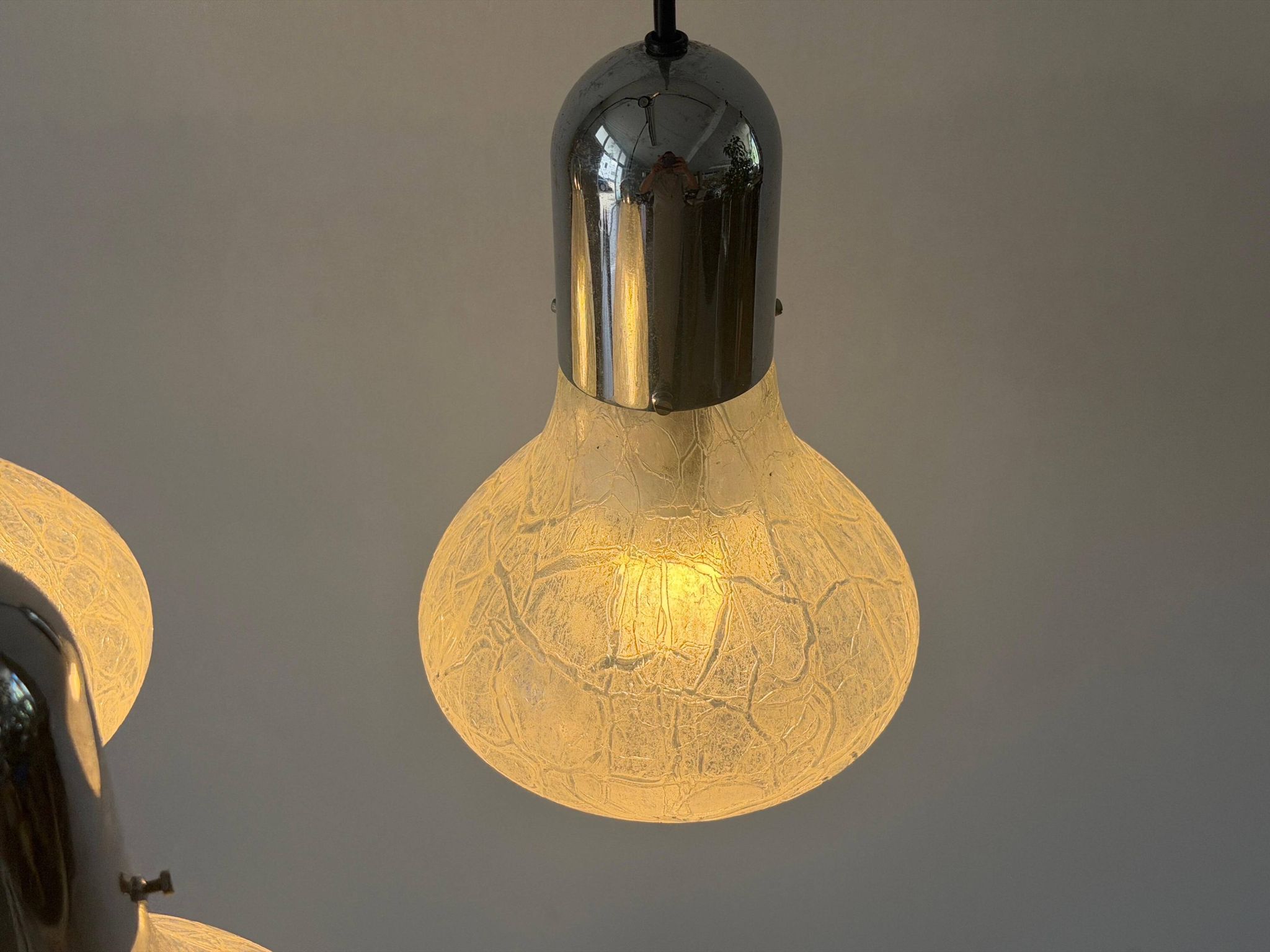Cascade lamp with 3 glass and chrome shades by WILA, 1960s, Germany