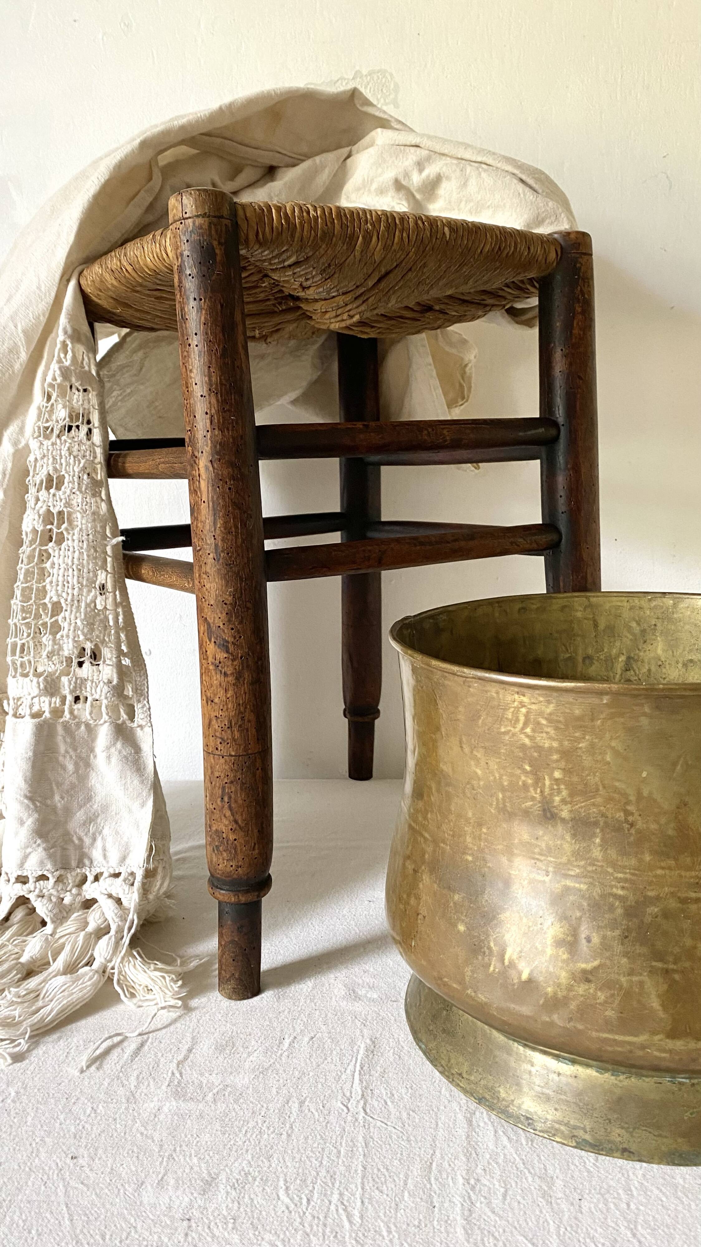 Straw and wood stool