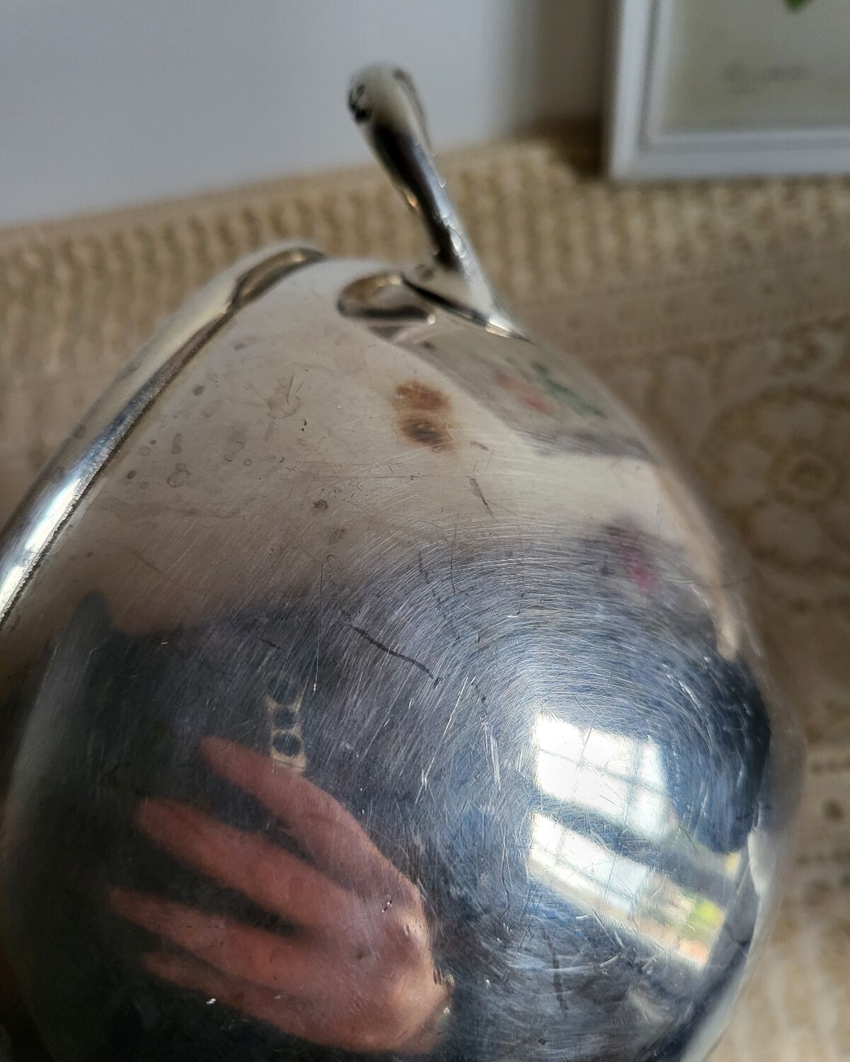 Silver-plated metal planter pot