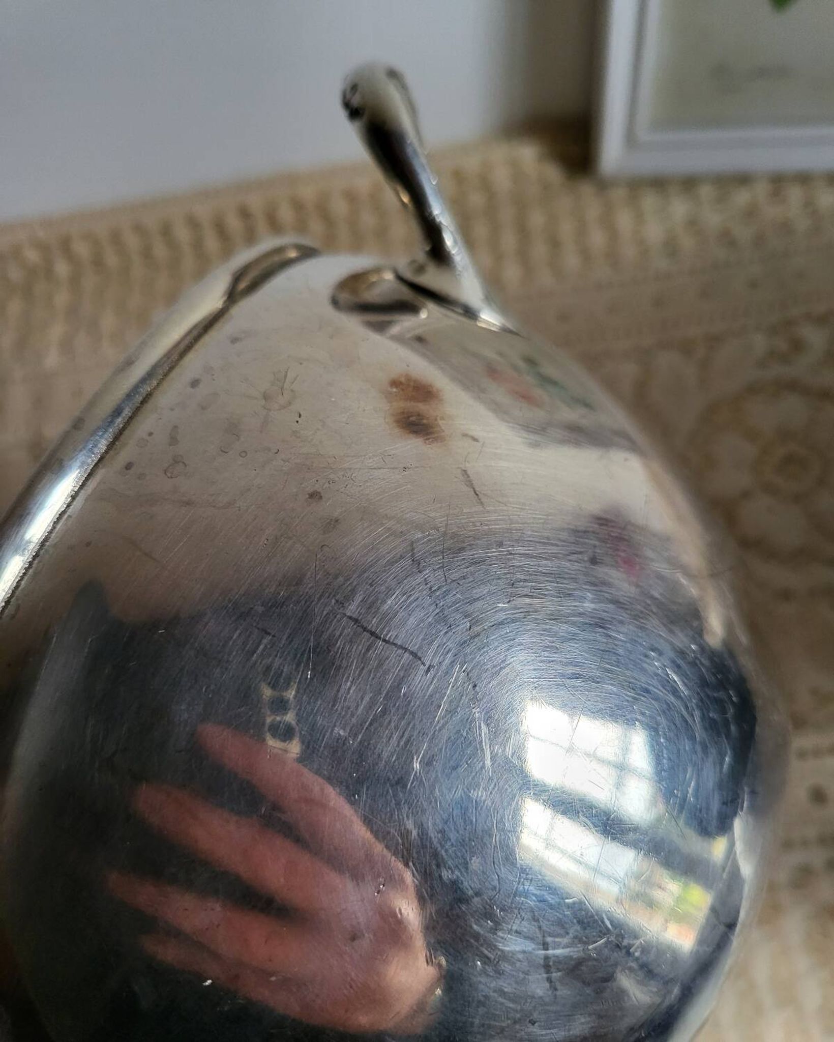 Silver-plated metal planter pot