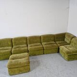 Canapé vert modulable vintage années 70