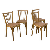Set of 4 vintage bistro chairs from the 1950s-60s with Skaï seats.