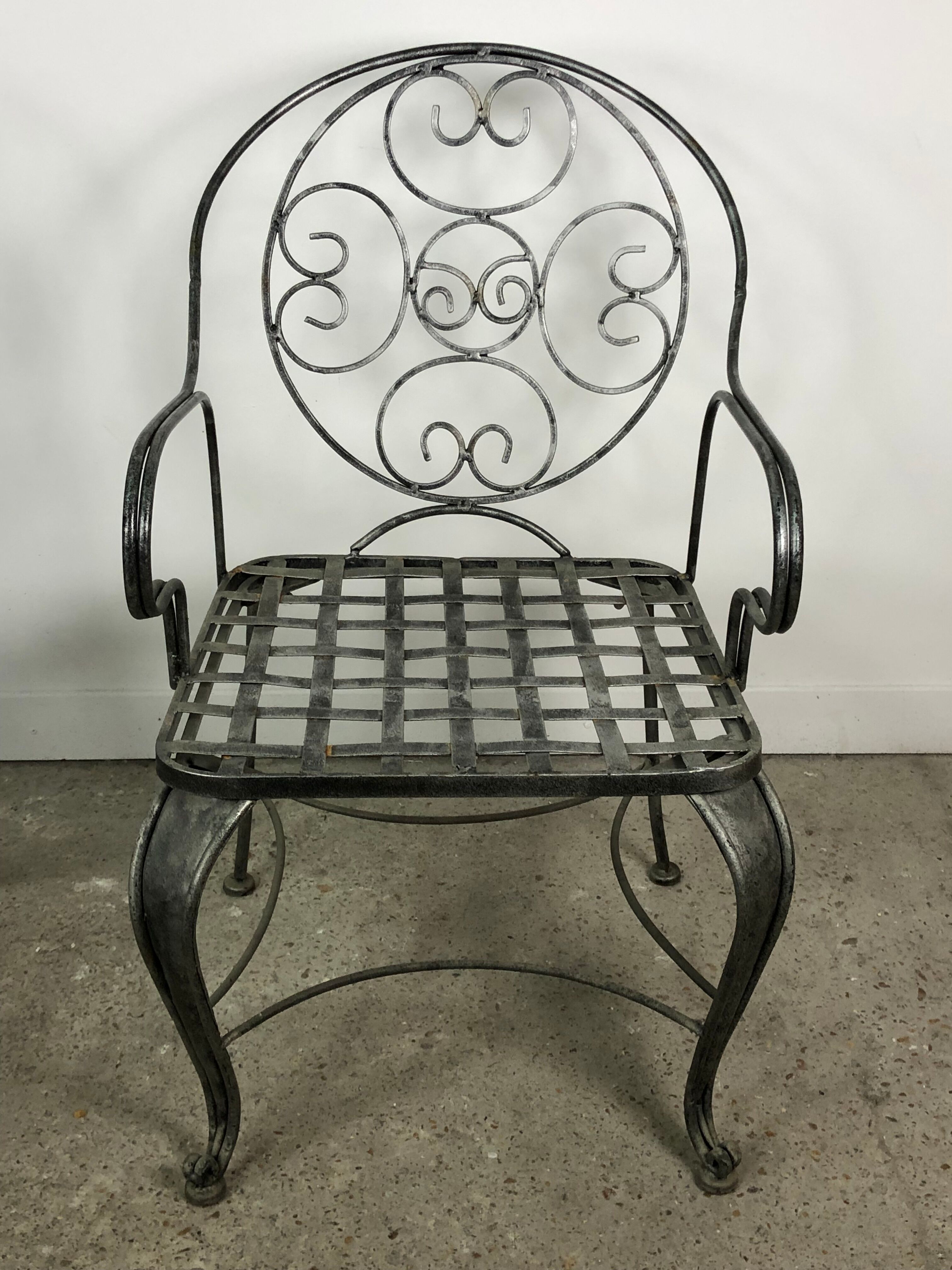 Garden chairs and armchairs (series of 4) vintage 1980 in wrought iron
