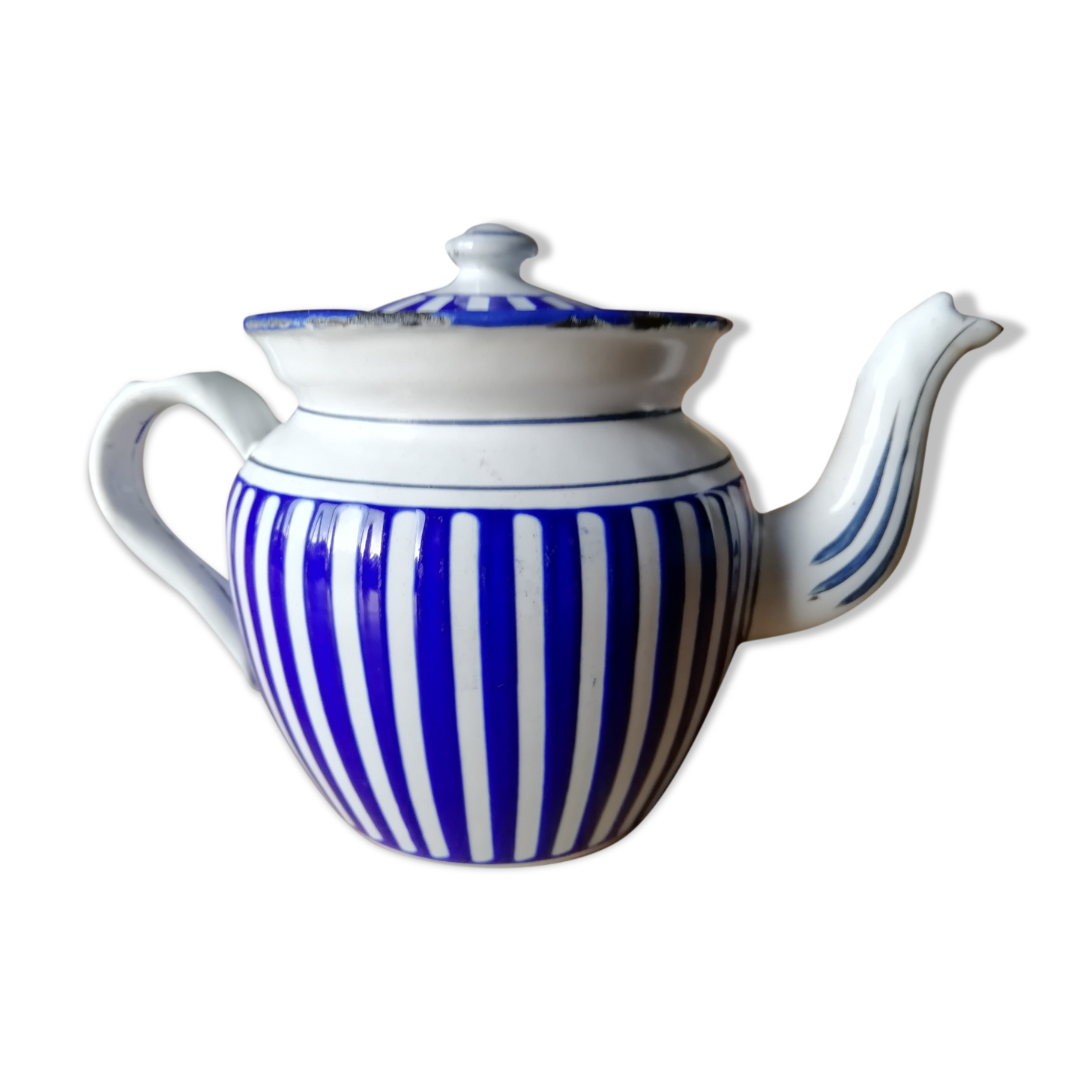 Enamelled tin teapot