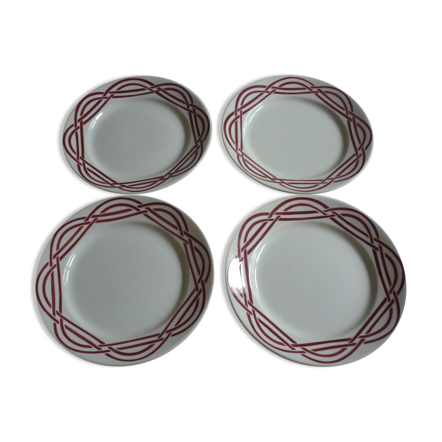 Set of 4 plates in red earthenware