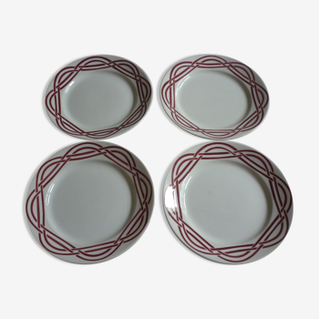 Lot de 4 assiettes en faience rouge